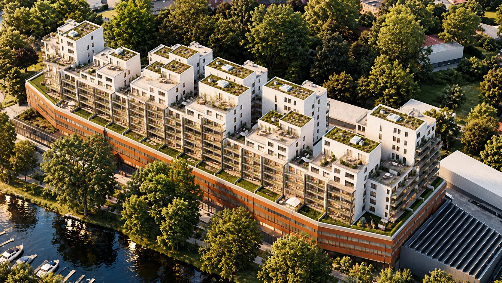 Visualisering av bostadskvarteret Bromma Boardwalk